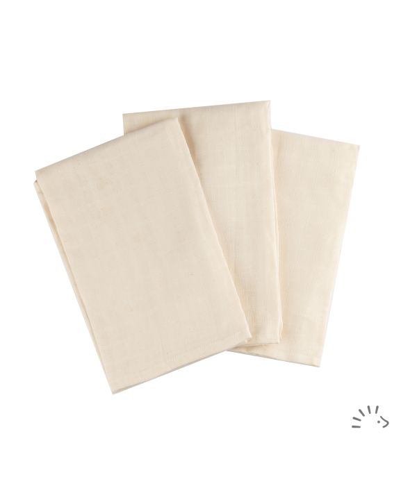 Mussoline in cotone bio 80x80cm - 3 pezzi ecru